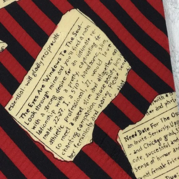 Nicole Miller 1994 Want Ads Red Tie - Picture 2 of 5